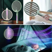 Tenis Raketi Tipi Masaüstü Olabilen Gece Lambalı Sinek Kovucu,öldürücü Raket - 1