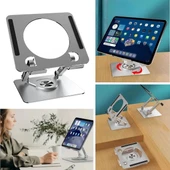 360 Derece Dönebilen Yükseltilmiş Masaüstü Ayarlanabilir  Metal Tablet Standı - 1