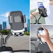 Motor,motosiklet,bisiklet ,scooter İçin 360 Derece Dönebilen Dikiz Aynası Versiyonu Telefon Tutucu Aparat - 1