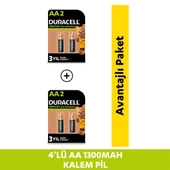 Duracell Şarj Edilebilir AA 1300mAh Piller, 4 Lü Paket - 1