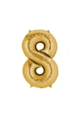 TROPİKAL Rakam Folyo Balon Gold Altın Renk Orta Boy 8 Numara - 1