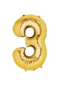TROPİKAL Rakam Folyo Balon Gold Altın Renk Orta Boy 3 Numara - 1