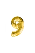 TROPİKAL Rakam Folyo Balon Gold Altın Renk Orta Boy 9 Numara - 1