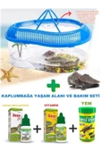 canlipetshop Taşınabilir Kaplumbağa Yaşam Alanı Ve Bakım Seti (Yaşam alanı+Yem+2 İlaç+Kum) Komple Set - 1