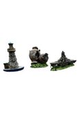 canlipetshop Mini Akvaryum Dekor Seti 3 Lü Set -Savaş Gemisi Anfora Deniz Feneri - 1