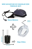 canlipetshop Mini Akvaryum Ve Fanuslar İçin Temizlik Sistemi (Hava motoru+Hortum+Pipo Filtre) Komple set - 1