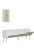 DemonteHome  BAREDH 150 CM LAZER DESENLİ TV ÜNİTESİ BEYAZ-ALTIN - 4