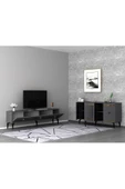 DemonteHome  LENORADH TV SEHPASI (alt modül) ve KONSOL 2'Lİ SALON TAKIMI ANTRASİT-ALTIN - 2