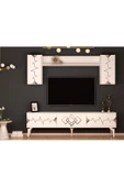 DemonteHome  RİTİMDH 180 CM TV ÜNİTESİ TAKIMI BEYAZ GÜMÜŞ - 1