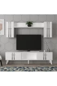 DemonteHome  ASELDH TV ÜNİTESİ ve KONSOL 2'Lİ SALON TAKIMI BEYAZ-GÜMÜŞ - 2