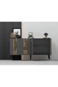 DemonteHome  IŞILDH TV ÜNİTESİ ve KONSOL 2'Lİ SALON TAKIMI ANTRASİT-ALTIN - 4