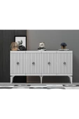DemonteHome  MİDASDH 180 CM TV SEHPASI (ALT MODÜL) VE 4 KAPAKLI KONSOL 2'Lİ SALON TAKIMI BEYAZ -GÜMÜŞ - 7