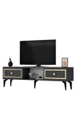 DemonteHome  NİLDH 150 CM TV SEHPASI ANTRASİT ALTIN - 4