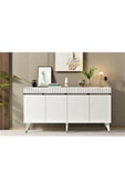 DemonteHome  DEFNEDH 180 CM TV ÜNİTESİ VE KONSOL  2'Lİ SALON TAKIMI BEYAZ GÜMÜŞ - 3