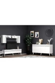 DemonteHome  DEFNEDH 180 CM TV ÜNİTESİ VE KONSOL  2'Lİ SALON TAKIMI BEYAZ GÜMÜŞ - 1