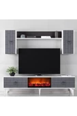 DemonteHome  VARNADH TV ÜNİTESİ TAKIM ŞÖMİNELİ BEYAZ-ANTRASİT - 1