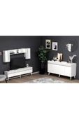 DemonteHome  DEFNEDH 180 CM TV ÜNİTESİ VE KONSOL  2'Lİ SALON TAKIMI BEYAZ GÜMÜŞ - 2