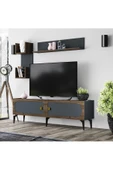 DemonteHome  OWENDH TV ÜNİTESİ,KONSOL 2'Lİ SALON TAKIMI ANTRASİT-(CEVİZ DESEN) thumbnail 2