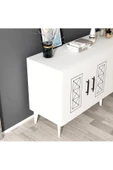 DemonteHome  Shumendh Konsol Lazer Desenli 4 Kapaklı Beyaz - 5