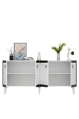 DemonteHome  Ponydh Lazer Pleksi Desenli Konsol Beyaz Gümüş - 7
