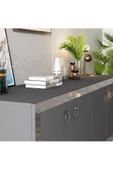 DemonteHome  Ponydh Lazer Pleksi Desenli Konsol Antrasit Gümüş - 4