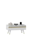 DemonteHome  DEFNEDH LAZER DESENLİ ORTA SEHPA BEYAZ ALTIN - 3
