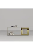 DemonteHome  BAREDH LAZER DESENLİ 90 CM ORTA SEHPA EFESMERMER ALTIN - 4