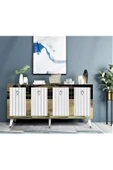 DemonteHome  BAREDH LAZER DESENLİ KONSOL BEYAZ ALTIN - 1