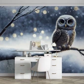 Kış ve Baykuş Manzaralı Duvar Kağıdı thumbnail 4