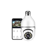 Panoramik LED Ampul Kamera Çift Wifi 360 Derece Panoramik Görüntüleme Kablosuz Ev Gözetleme Kamerası thumbnail 2