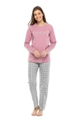 Mod Collection Sıfır Yaka Kareli Bayan Pijama Takım - 10