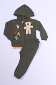 ERKEK ÇOCUK 3'LÜ TAKIM AYICIK BASKILI KAPŞONLU FERMUARLI B65 thumbnail 2