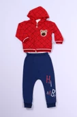 ERKEK ÇOCUK 3'LÜ TAKIM AYICIK BASKILI KAPŞONLU FERMUARLI B64 thumbnail 1
