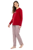 Mod Collection Sıfır Yaka Kareli Bayan Pijama Takım - 8