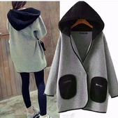 Kapüşonlu Sezonluk Cepli Kadın Şık Uzun Ceket - 1