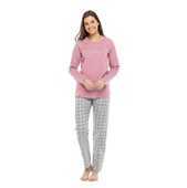 Mod Collection Sıfır Yaka Kareli Bayan Pijama Takım - 4