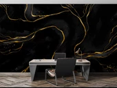 Siyah Zemin ve Altın Hat Mermer Temalı Duvar Kağıdı thumbnail 4
