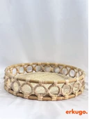 Doğal Rattan Tepsi , %100 El Yapımı Tepsi, Sunum Tepsisi , Yuvarlak Tepsi (35 x 7cm) BH24495 - 1