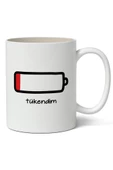 Tükendim Baskılı Kupa Bardak Baskılı Kahve Kupa Bardak - 1