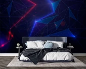 3 Boyutlu Gamer Kırmız ve Mavi Neon Temalı Duvar Kağıdı thumbnail 2