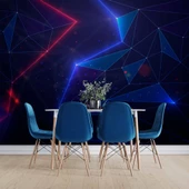 3 Boyutlu Gamer Kırmız ve Mavi Neon Temalı Duvar Kağıdı thumbnail 5