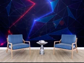 3 Boyutlu Gamer Kırmız ve Mavi Neon Temalı Duvar Kağıdı thumbnail 6