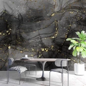 Siyah Zemin ve Altın Damlacıklı Mermer Temalı Duvar Kağıdı thumbnail 5