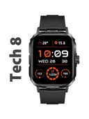 Logia Tech 8 Alüminyum Kasa Spor Silikon Kordon Akıllı Saat Siyah - 1