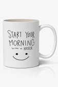 Start Your Morning Temalı Baskılı Kupa Bardak Baskılı Kahve Kupa Bardak - 1