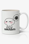 Sıkıldım Yazılı Baskılı Kupa Bardak - Baskılı Kahve Kupa Bardak - 1