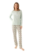 Pierre Cardin Patlı Yaka Ekose %100 Pamuk Bayan Pijama Takım - 4