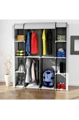 Dzgn Home Geniş Hacimli Çift Askılı Lüks Çelik Profilli Portatif Bez Dolap Gardırop Hangar Boy-Gri thumbnail 1