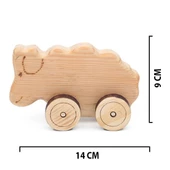Ahşap Oyuncak Tekerlekli Araba Hayvan Model-1 - 4