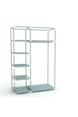Dzgn Home Tek Yandan Raflı Metal Profilli Kumaş Bez Dolap Gardırop - Bej - 3